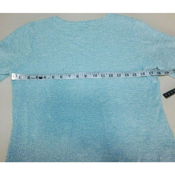 TALBOTS lightweight blue sweater with faux white shirt underneath woman's size S - Picture 4 of 6